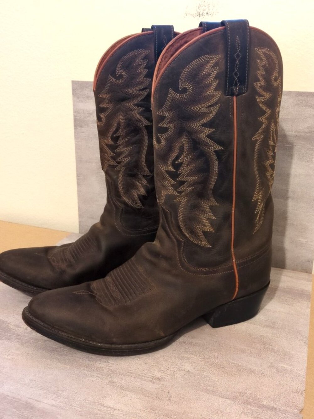 Red Ranch Brown Leather Western Cowboy Boots  Men's Size 9.5 D